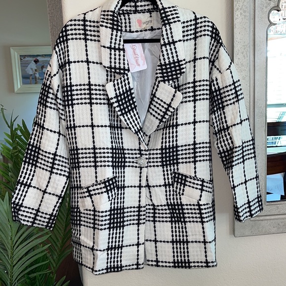 GlamVault Plaid Jacket Size Small NWT - Picture 6 of 10